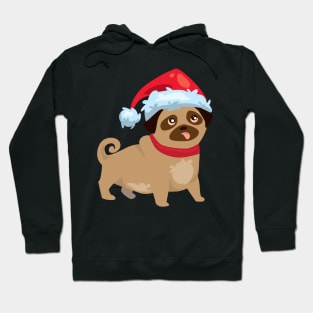 Christmas pug with hat Hoodie